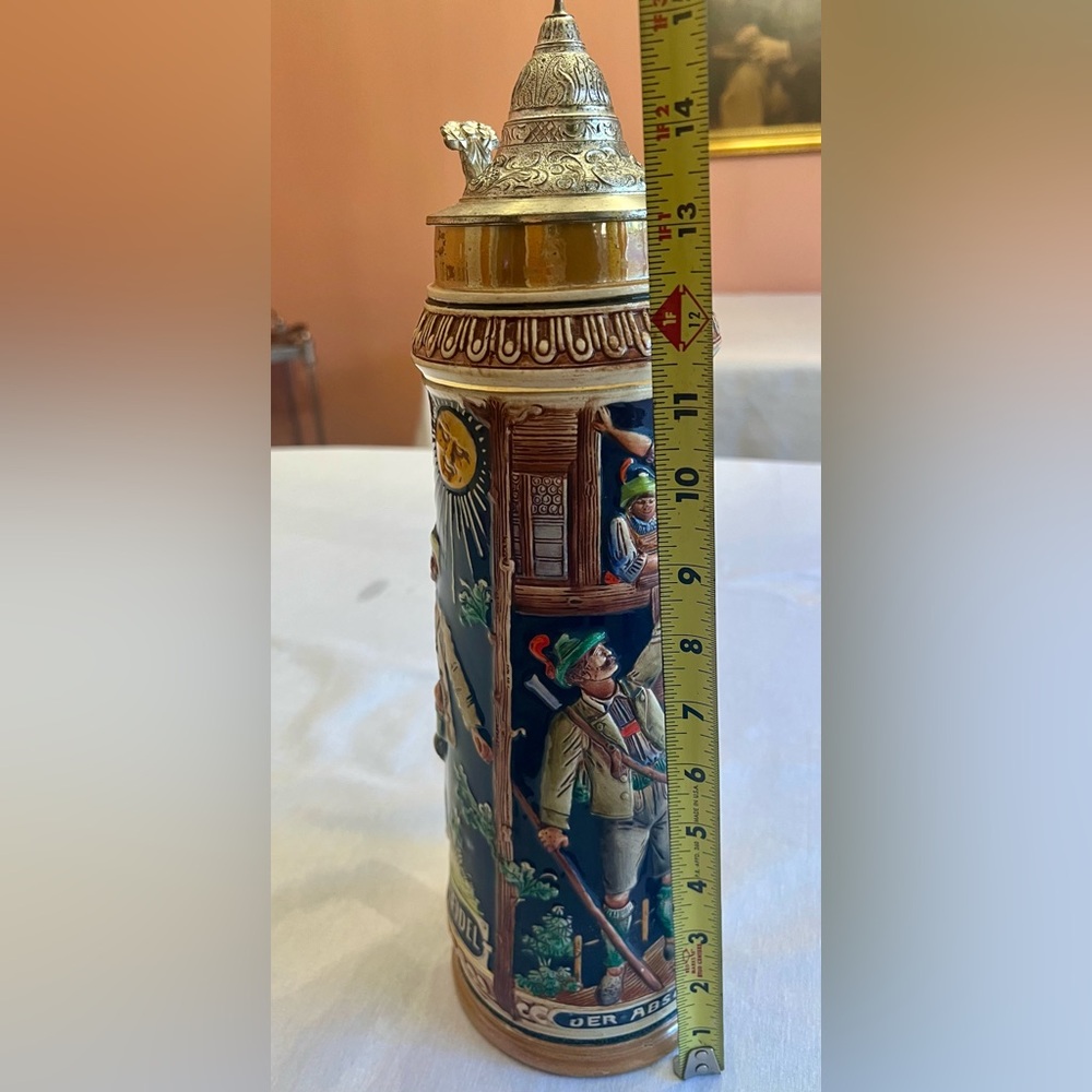 Vintage 2L German Beer Stein w/ Pewter Lid, “The Farewell”